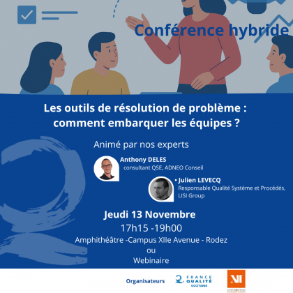 Conférence hybride – Les outils de résolution de problème : comment embarquer les équipes ? (13/11)