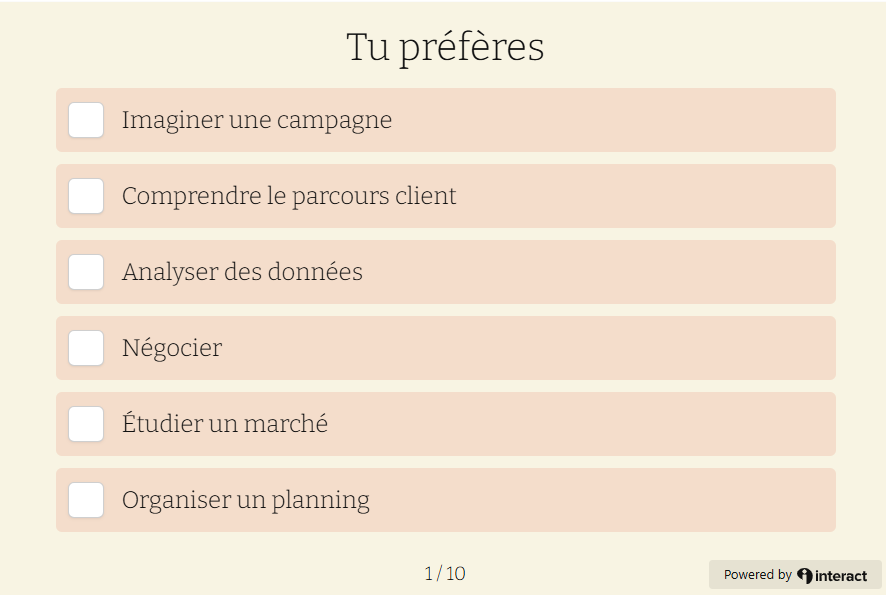 Quiz - Quel métier du digital te correspond - Exemple Q1